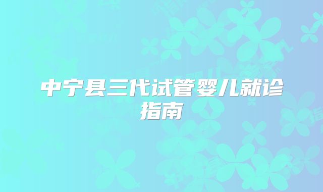 中宁县三代试管婴儿就诊指南