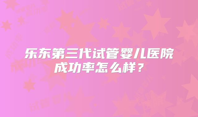 乐东第三代试管婴儿医院成功率怎么样?