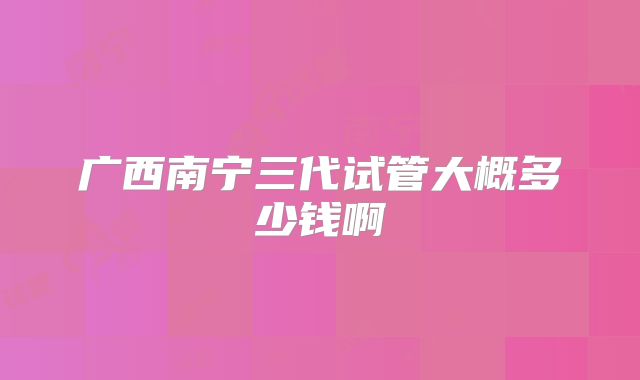 广西南宁三代试管大概多少钱啊