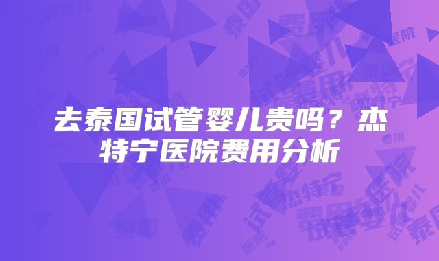 去泰国试管婴儿贵吗？杰特宁医院费用分析
