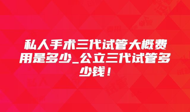 私人手术三代试管大概费用是多少_公立三代试管多少钱！