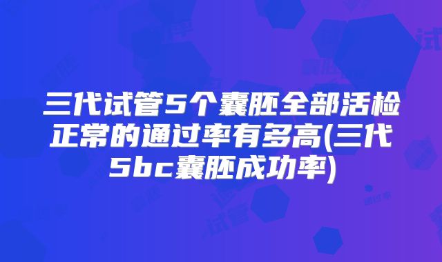 三代试管5个囊胚全部活检正常的通过率有多高(三代5bc囊胚成功率)