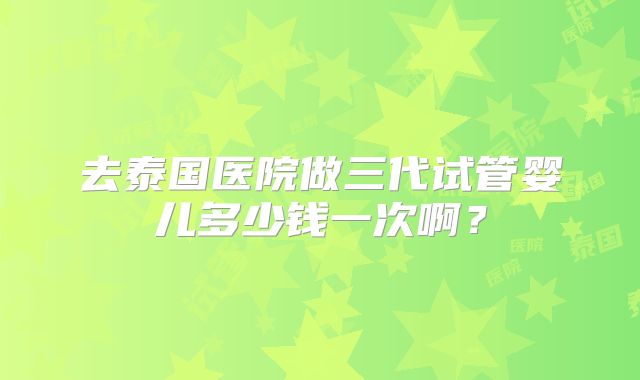 去泰国医院做三代试管婴儿多少钱一次啊？