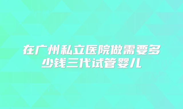 在广州私立医院做需要多少钱三代试管婴儿