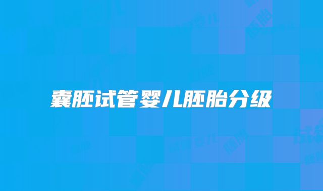 囊胚试管婴儿胚胎分级