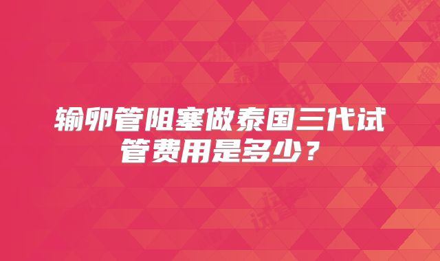 输卵管阻塞做泰国三代试管费用是多少？