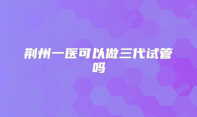 荆州一医可以做三代试管吗