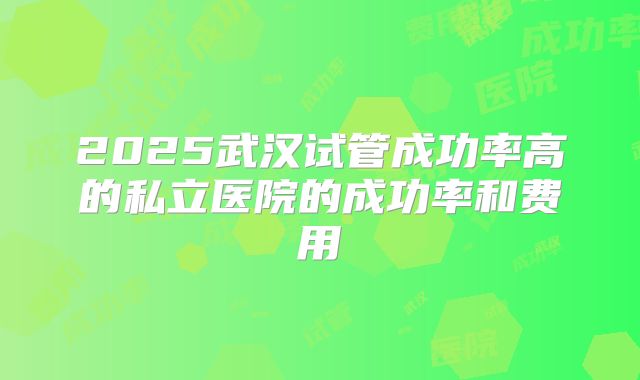 2025武汉试管成功率高的私立医院的成功率和费用