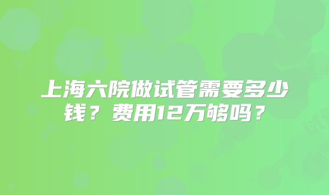 上海六院做试管需要多少钱？费用12万够吗？
