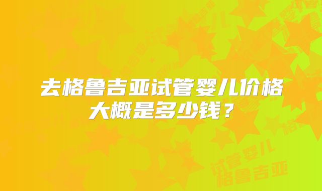 去格鲁吉亚试管婴儿价格大概是多少钱？