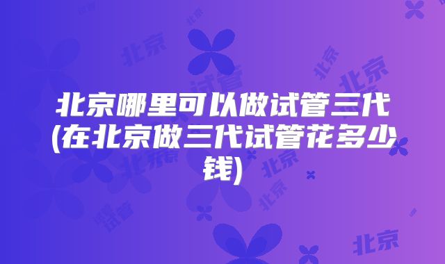 北京哪里可以做试管三代(在北京做三代试管花多少钱)