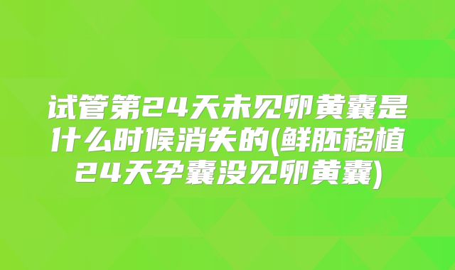 试管第24天未见卵黄囊是什么时候消失的(鲜胚移植24天孕囊没见卵黄囊)