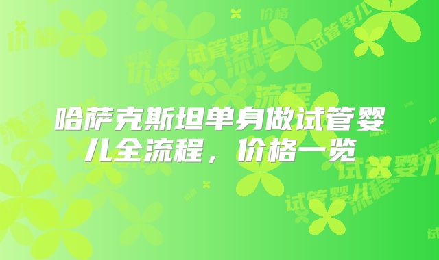 哈萨克斯坦单身做试管婴儿全流程，价格一览