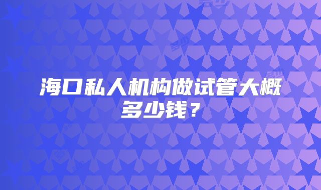 海口私人机构做试管大概多少钱?