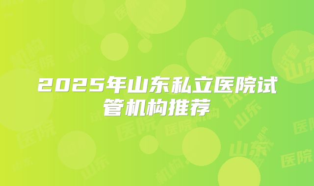 2025年山东私立医院试管机构推荐