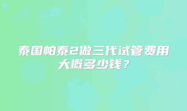 泰国帕泰2做三代试管费用大概多少钱？