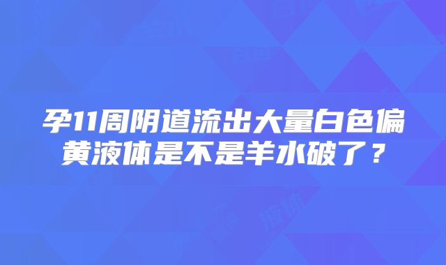 孕11周阴道流出大量白色偏黄液体是不是羊水破了?