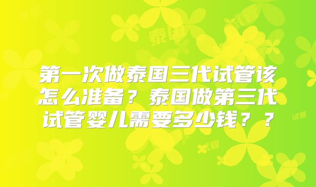 第一次做泰国三代试管该怎么准备？泰国做第三代试管婴儿需要多少钱？？