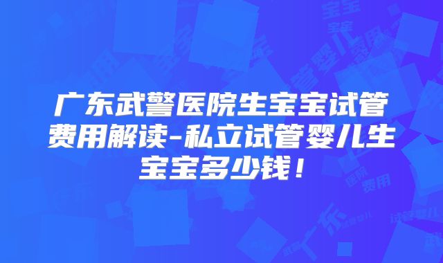 广东武警医院生宝宝试管费用解读-私立试管婴儿生宝宝多少钱！