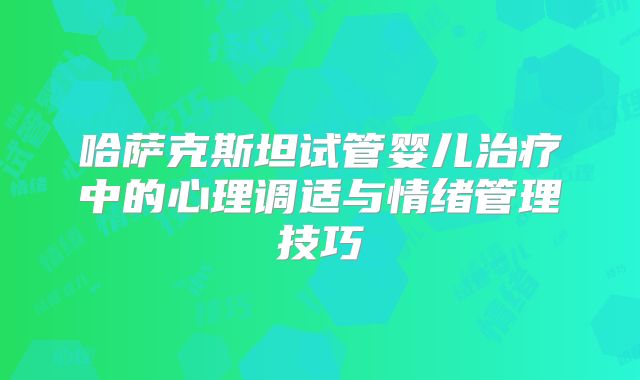 哈萨克斯坦试管婴儿治疗中的心理调适与情绪管理技巧