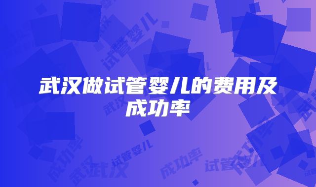 武汉做试管婴儿的费用及成功率