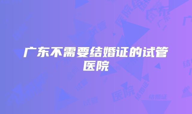 广东不需要结婚证的试管医院