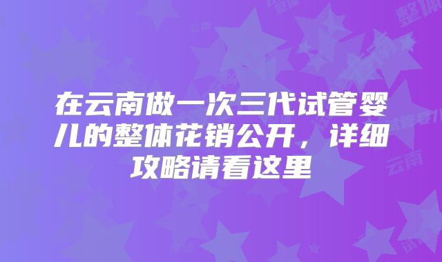 在云南做一次三代试管婴儿的整体花销公开,详细攻略请看这里