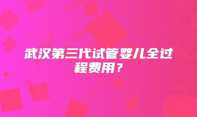 武汉第三代试管婴儿全过程费用？