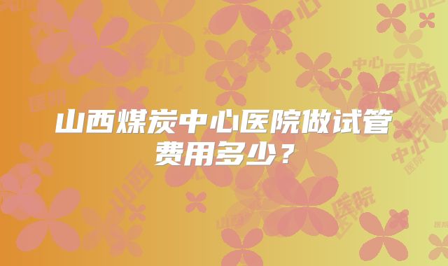 山西煤炭中心医院做试管费用多少？