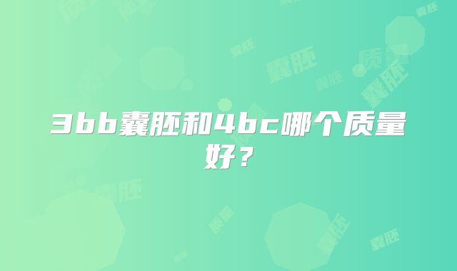 3bb囊胚和4bc哪个质量好?