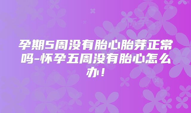 孕期5周没有胎心胎芽正常吗-怀孕五周没有胎心怎么办！