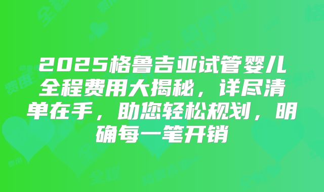 2025格鲁吉亚试管婴儿全程费用大揭秘,详尽清单在手,助您轻松规划,明确每一笔开销