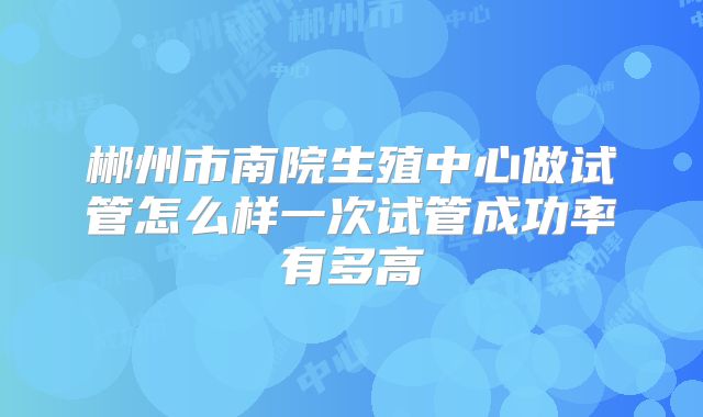 郴州市南院生殖中心做试管怎么样一次试管成功率有多高
