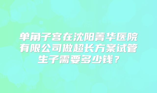 单角子宫在沈阳菁华医院有限公司做超长方案试管生子需要多少钱？