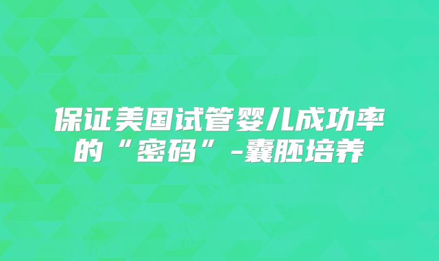 保证美国试管婴儿成功率的“密码”-囊胚培养