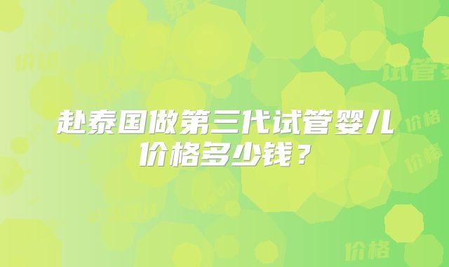 赴泰国做第三代试管婴儿价格多少钱？
