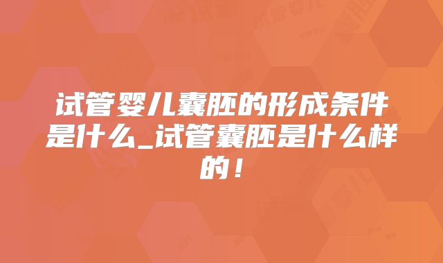 试管婴儿囊胚的形成条件是什么_试管囊胚是什么样的！