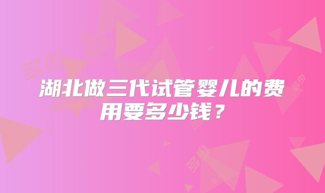 湖北做三代试管婴儿的费用要多少钱?