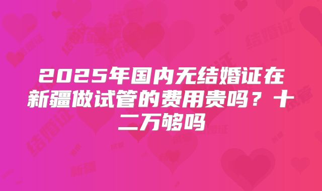 2025年国内无结婚证在新疆做试管的费用贵吗?十二万够吗