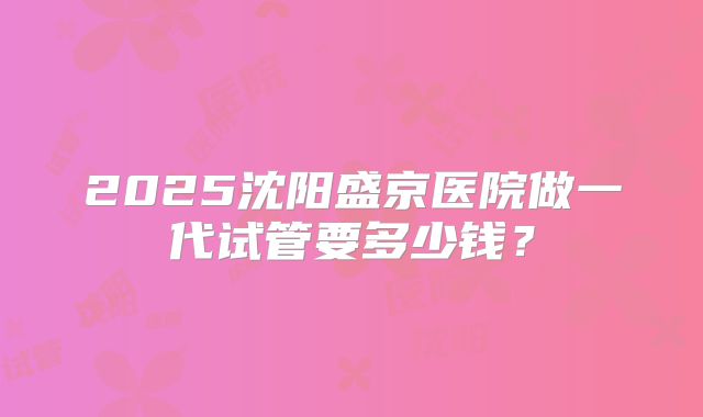 2025沈阳盛京医院做一代试管要多少钱？