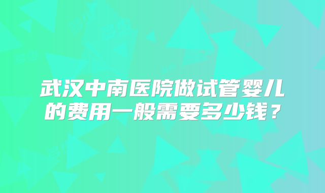 武汉中南医院做试管婴儿的费用一般需要多少钱？