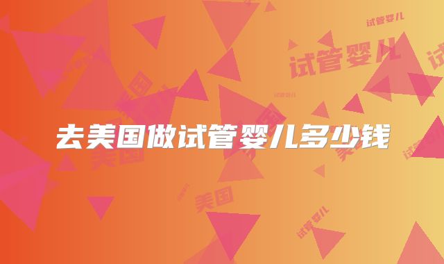 去美国做试管婴儿多少钱