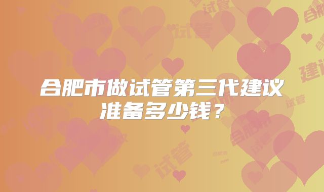 合肥市做试管第三代建议准备多少钱？