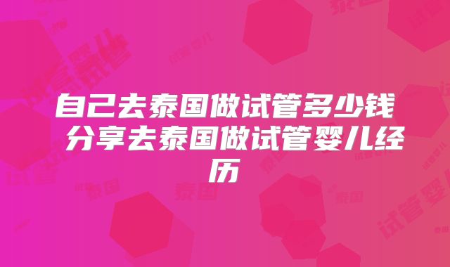 自己去泰国做试管多少钱 分享去泰国做试管婴儿经历