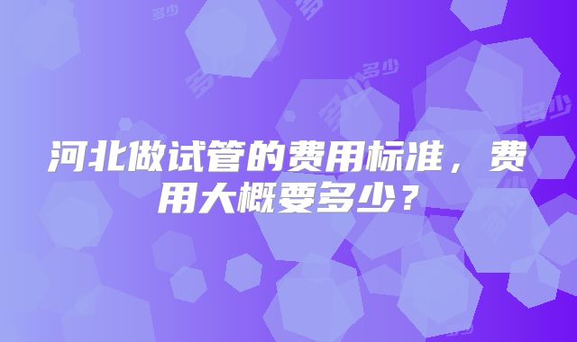 河北做试管的费用标准，费用大概要多少？