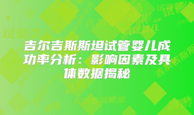 吉尔吉斯斯坦试管婴儿成功率分析:影响因素及具体数据揭秘