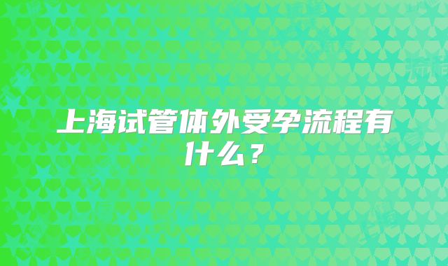 上海试管体外受孕流程有什么？