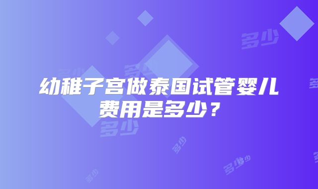 幼稚子宫做泰国试管婴儿费用是多少？