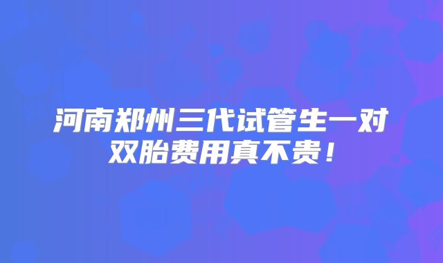 河南郑州三代试管生一对双胎费用真不贵!