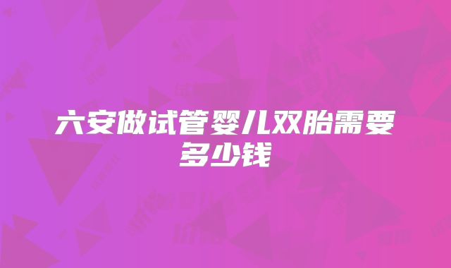 六安做试管婴儿双胎需要多少钱